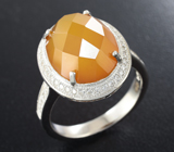 Стильное серебряное кольцо с медовым кварцем Серебро 925