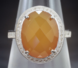 Стильное серебряное кольцо с медовым кварцем Серебро 925