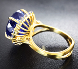 Золотое кольцо крупным танзанитом цвета кашмирского сапфира 14,98 карата и бриллиантами Золото