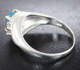 Серебряное кольцо с кристаллическим черным опалом и топазами Серебро 925