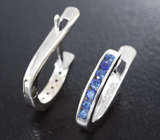 Серебряные серьги с синими сапфирами бриллиантовой огранки Серебро 925