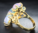 Золотое кольцо с кристаллическими эфиопскими опалами 13,27 карата и бриллиантами Золото