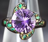 Серебряное кольцо с аметистом лазерной огранки и хризопразом