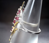 Эффектное серебряное кольцо с рубинами Серебро 925