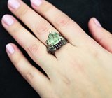 Серебряное кольцо с празиолитом и аметистами
