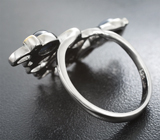 Серебряное кольцо cо звездчатыми и синими сапфирами Серебро 925