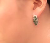 Серебряные серьги с изумрудами Серебро 925