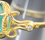 Золотое кольцо с уральским изумрудом авторской огранки 5,35 карата и бриллиантами Золото