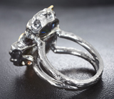 Серебряное кольцо с ограненными черными опалами 5,65 карата, желтым сапфиром и цаворитами Серебро 925