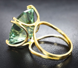 Кольцо с зеленым аметистом авторской огранки 23,2 карата Золото
