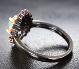 Серебряное кольцо с кристаллическим эфиопским опалом и пурпурными сапфирами Серебро 925
