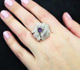 Шикарное серебряное кольцо с кристаллическим черным опалом Серебро 925