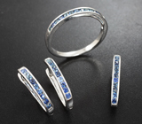 Серебряный комплект с васильково-синими сапфирами бриллиантовой огранки Серебро 925