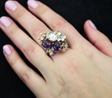Серебряное кольцо с аметистами и цитринами