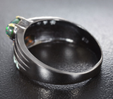 Серебряное кольцо с кристаллическими черными опалами и голубыми топазами Серебро 925