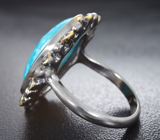 Серебряное кольцо с бирюзой 15,61 карата и синими сапфирами Серебро 925