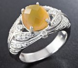 Серебряное кольцо с ограненным желтым опалом Серебро 925