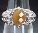 Серебряное кольцо с ограненным желтым опалом Серебро 925