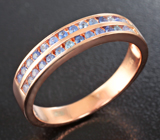 Серебряное кольцо c синими сапфирами бриллиантовой огранки Серебро 925