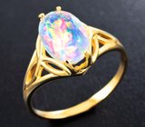 Золотое кольцо с ярким ограненным эфиопским опалом 1,69 карата Золото