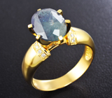 Золотое кольцо с крупным уральским александритом 4,32 карата и бриллиантами Золото