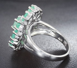 Великолепное серебряное кольцо с изумрудами и разноцветными сапфирами Серебро 925