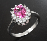 Прелестное серебряное кольцо с розовым топазом Серебро 925