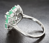 Роскошное серебряное кольцо с изумрудами Серебро 925