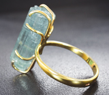 Золотое кольцо с кристаллом забайкальского аквамарина 11,27 карата Золото
