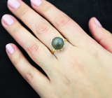Золотое кольцо с резной жемчужиной 7,35 карата и бриллиантами! Титановый люстр Золото