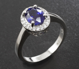 Изящное серебряное кольцо с насыщенно-синим сапфиром Серебро 925