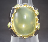 Серебряное кольцо с лимонным цитрином и перидотами