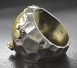 Серебряное кольцо с лимонным цитрином и перидотами
