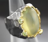 Серебряное кольцо с лимонным цитрином и перидотами