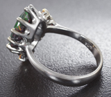 Серебряное кольцо с ограненным черным опалом 2,43 карата и разноцветными сапфирами Серебро 925