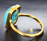 Золотое кольцо с армянской бирюзой 7,67 карата! Сверкающие включения пирита Золото