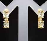 Золотые серьги с чистейшими диаспорами 2,46 карата и бриллиантами Золото