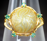 Золотое кольцо с редкой резной золотистой жемчужиной 9,55 карата Золото
