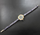 Часы с разноцветными турмалинами на серебряном браслете с танзанитами Серебро 925