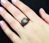 Серебряное кольцо с кристаллическим эфиопским опалом и аметистами Серебро 925