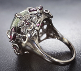 Серебряное кольцо с зеленым аметистом 8+ карат и родолитами Серебро 925