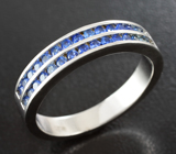 Серебряное кольцо с синими сапфирами бриллиантовой огранки высоких характеристик Серебро 925