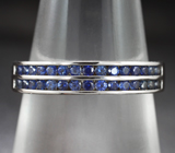 Серебряное кольцо с синими сапфирами бриллиантовой огранки высоких характеристик Серебро 925