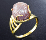 Золотое кольцо с резной цветной жемчужиной 8,25 карата Золото