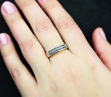 Стильное серебряное кольцо с синими сапфирами бриллиантовой огранки Серебро 925