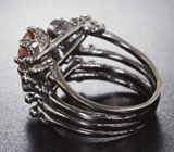Серебряное кольцо с ограненным эфиопским опалом, розовым турмалином и перидотами Серебро 925
