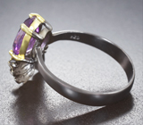 Серебряное кольцо с аметистом и родолитами