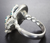 Серебряное кольцо с крупным синим сапфиром 16,64 карата Серебро 925