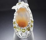 Серебряное кольцо с рутиловым кварцем и турмалинами