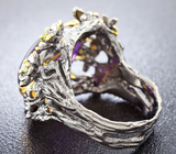 Серебряное кольцо со сливовым аметистом и сапфирами Серебро 925